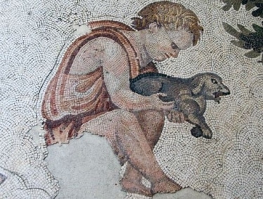 Roman Mosaic of Boy with Dog